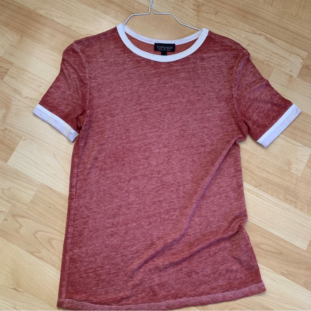 Topshop red with white trim shirt